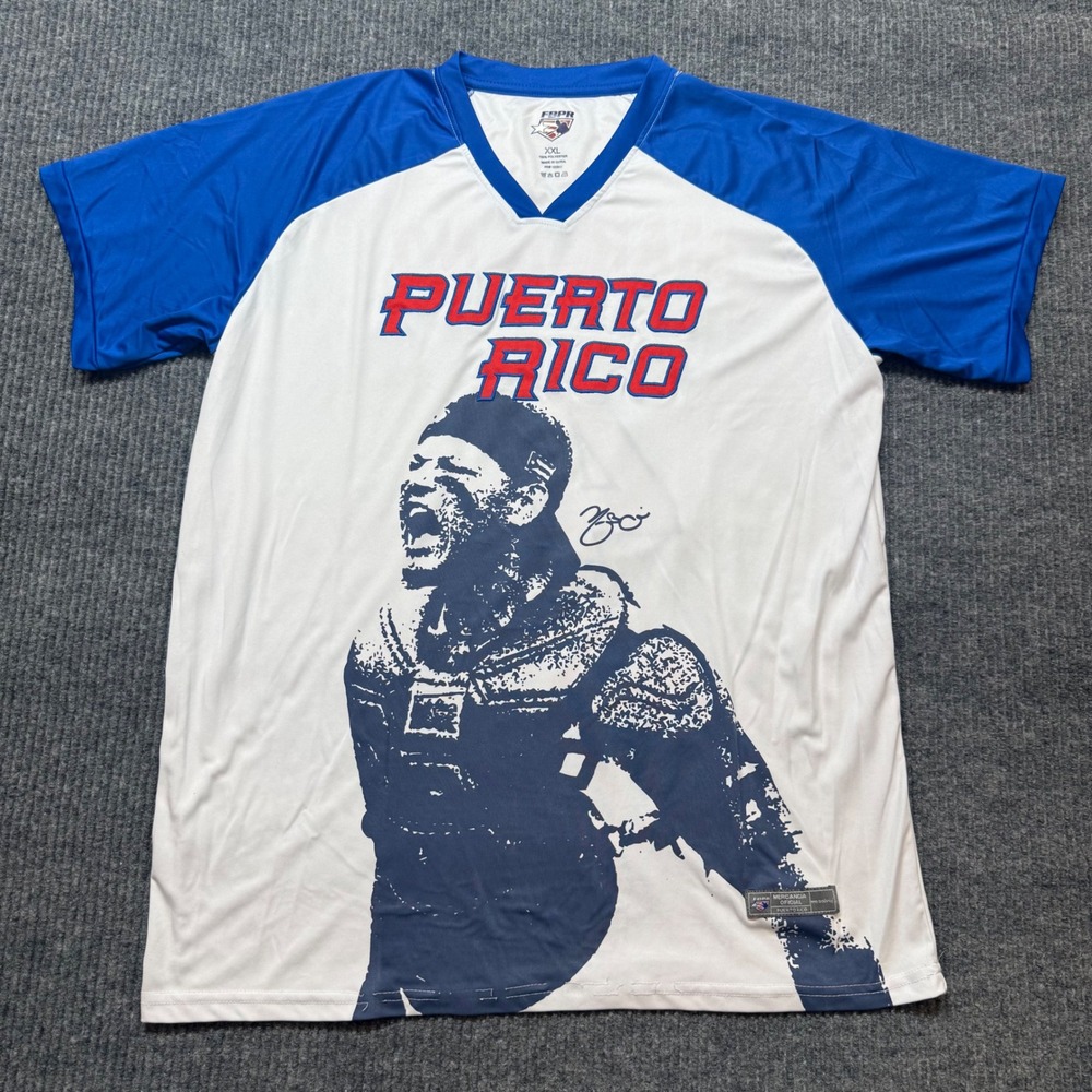 FBPR Puerto Rico Baseball Jersey Mens XXL Marciano #4 Blue White V-Neck Shirt